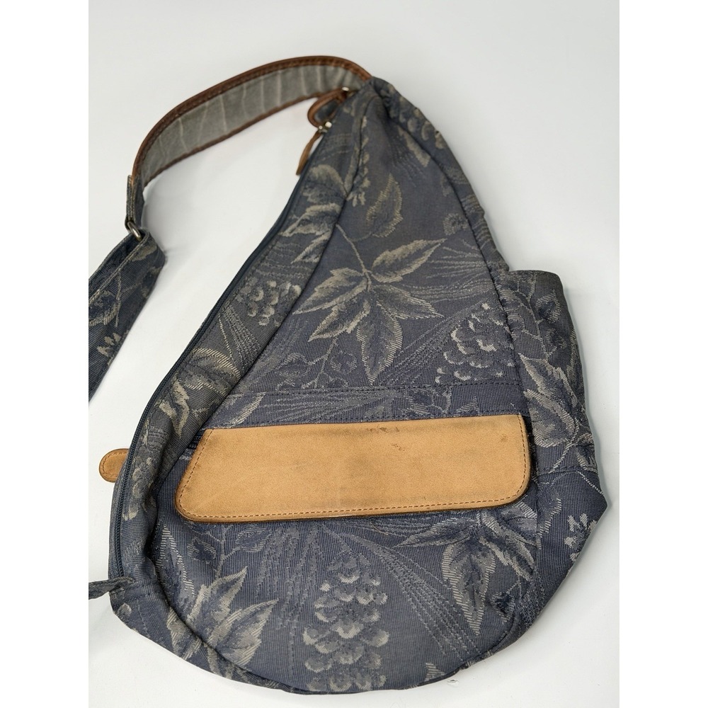 Vintage LL Bean AmeriBag Sling Backpack Purse Tapestry LeatherTrim